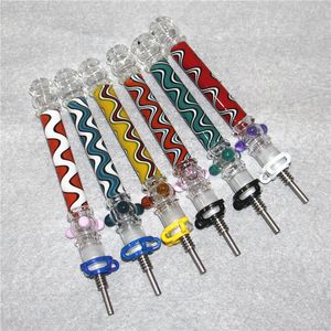 Verre Nectar Straw Hookahs Fumer Dab Nectar Pipes avec embouts en titane ongles embouts en quartz 10mm bol adaptateur cendrier