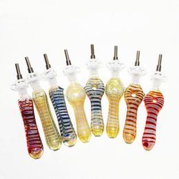 Glas Nector Collector Kit met Quartz Tips Roestvrijstalen Tip Hookahs DAB Straw Oil Rigs Silicone Smoking Pipe Rook Accessoires voor Retail of Groothandel