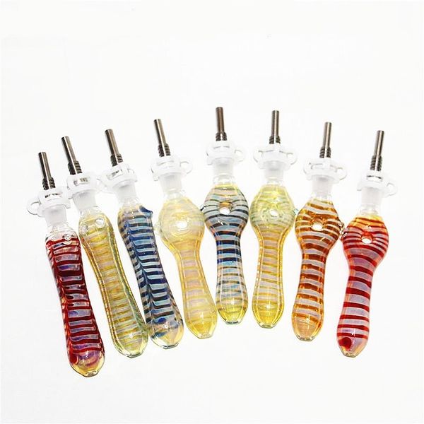 Kit de colector de nector de vidrio con puntas de cuarzo Punta de acero inoxidable Hookahs Dab Straw Oil Rigs Pipa para fumar de silicona accesorios para fumar