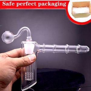 Brûleur à mazout en verre Bong Pipes récupérateur de cendres Narguilé Tube de filtre à 6 bras Épais Pyrex Bubbler recycleur Bongs à eau avec bol d'huile en verre de 18 mm dhl fre