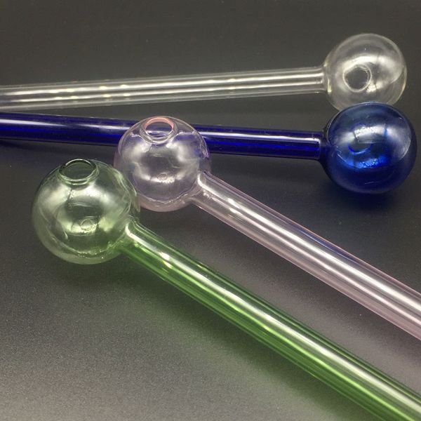 Fumo da 6,0 pollici 15CM XL Pyrex Glass Oil Burner Pipe Clear Blue Green Heady Hand Water Pipes Dab Tube