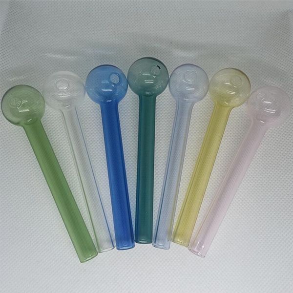 Tuyau de brûleur à mazout en verre OD 25mm clair coloré épais Pyrex Dabber fumer poignée Bong Dab Nail Rig main brûlant du tabac aux herbes