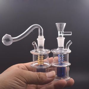 Tuyau de brûleur à mazout en verre Portable main fumant cendrier Bongs 10mm femelle Dab plate-forme d'huile avec 10mm mâle bol de tabac à fumer et tuyau