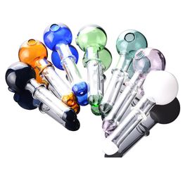 2023New Glass Oil Burner Pipes Colored Mini Smoking Handle Pipe Tabaco Quemador Dabber Rig