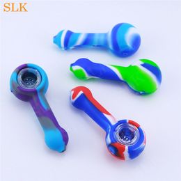 tubi per fumare in silicone con bruciatore a nafta in vetro con accessori per fumatori in ciotola di vetro vendita calda bong in silicone da 4,3 pollici per fumare erba secca di tabacco