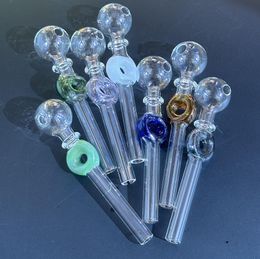 Quemadores de aceite de vidrio Pyrex Tubos de mano de vidrio grueso con decoración en espiral Tubo de vidrio DAB Rig