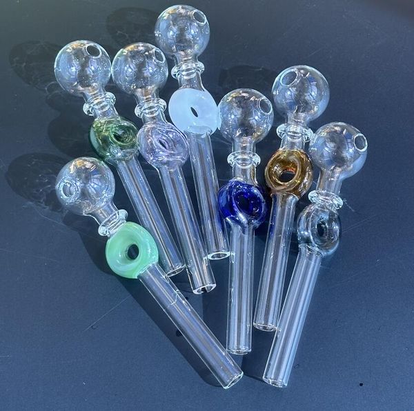 Brûleurs à mazout en verre Pipes à main en verre épais Pyrex avec tube en verre DecorLength en spirale Dab Rig