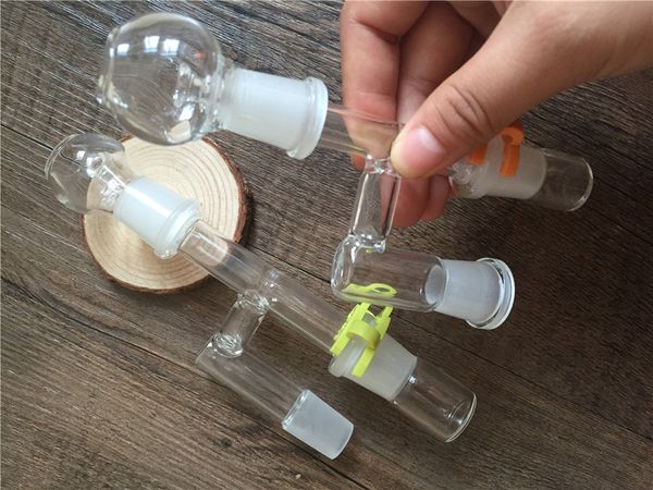 Kit de récupération d'huile de verre Adaptateur de verre à joint mâle femelle à 90 degrés pour bongs Plate-forme pétrolière Dab Pot inférieur amovible Keck clip dome