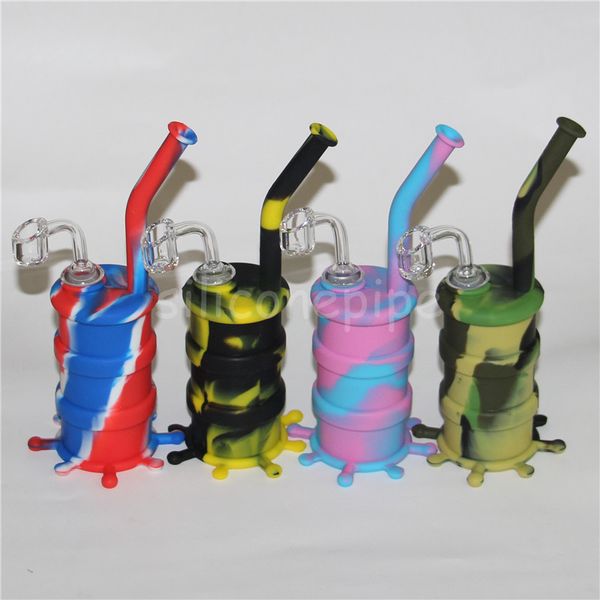 Glass Oil Rigs Smoking Glass Bong Accesorio Mini boquillas de silicona Boquilla Pipe Fit Oil Rigs Heady Bubbler Water Bong tambor de aceite de silicona