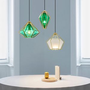 Kleurrijke glazen hanglampen Enkel vergulde diamanten restaurantarmaturen Creatieve persoonlijkheid Postmoderne designer hanglampen