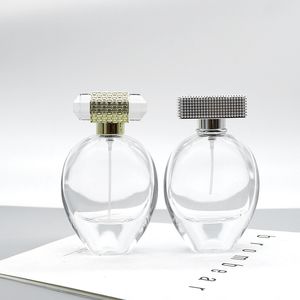 Bouteille de parfum en verre 75ml, vaporisateur de haute qualité, bouteille ovale à baïonnette, bouteille vide pour cosmétiques
