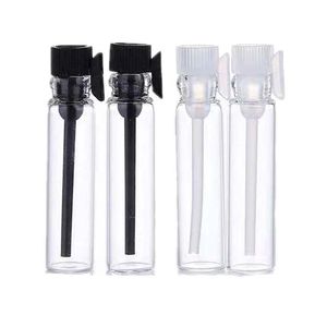 Bouteilles de parfum en verre 1 ml 2 ml 3 ml d'huile essentielle vide échantillons de tubes à essai flacons avec bouchon en plastique blanc noir parfum liquide emballage cosmétique bouteille d'essai