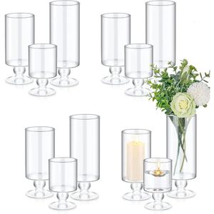 Pilier en verre Bougeois Cylindre en verre Vases Floating Candlers Vase Fleur 12 Pack pour la maison de mariage de mariage à la maison 240422