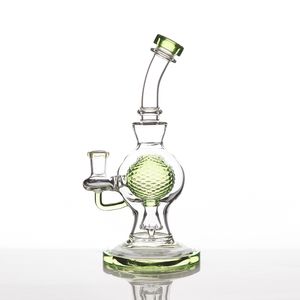 pipe en verre Accessoires pour fumeurs barboteur attrape-cendres Narguilés bong en verre bleu clair Narguilé de plate-forme pétrolière Connecteur intérieur de 14 mm 9 pouces bonus Bol de haut-parleur Boule à bulles unique