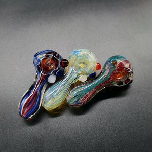 Glazen pijp roken hand buis geblazen mini schattige heady 2.9 inch droog kruid tabak olie brander pyrex lepel pijpen draagbare gift rook accessoire bong