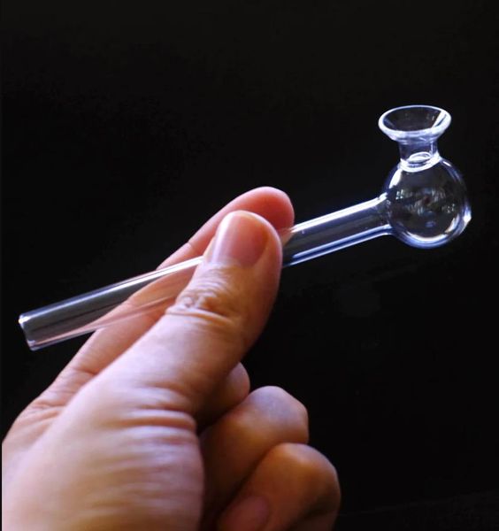 Tuyau en verre sphérique en verre transparent Petit mini-tuyau lavable portable dab paille pyrex barboteur tube de tuyau de brûleur à mazout pour narguilés plates-formes bongs d'eau
