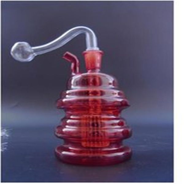 Livraison gratuite tuyaux en verre bulle en verre en verre d'huile de verre en verre plate en verre couleur petite gourde jh028-10 mm-rouge