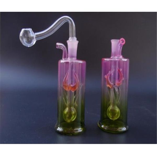 Livraison gratuite tuyaux en verre barboteur en verre plate-forme pétrolière en verre bongs en verre J47-10mm rouge et vert