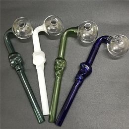 Tuyaux En Verre Crâne Poignée Fumée Tuyau Soufflé Recycleur Meilleur Brûleur À L'huile Pyrex Courbé Mini 6 pouces Accessoires de Fumeurs