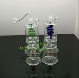 Glaspfeifen Rauchen geblasener Wasserpfeifen Herstellung mundgeblasener Bongs Klassische 2-lagige Trennplatte aus Draht, geräuschlose Filterglas-Wasserpfeifenflasche