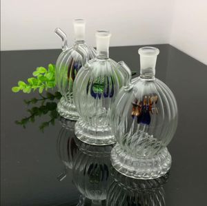 Glazen pijpen Roken geblazen waterpijp Vervaardiging Handgeblazen bongs Mini Gestreepte Ronde Belled Glazen Water Rook Fles