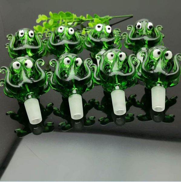 Tubos de vidrio Cachimba soplada para fumar Fabricación Bongs soplados a mano Cabeza de burbuja de vidrio de pulpo verde