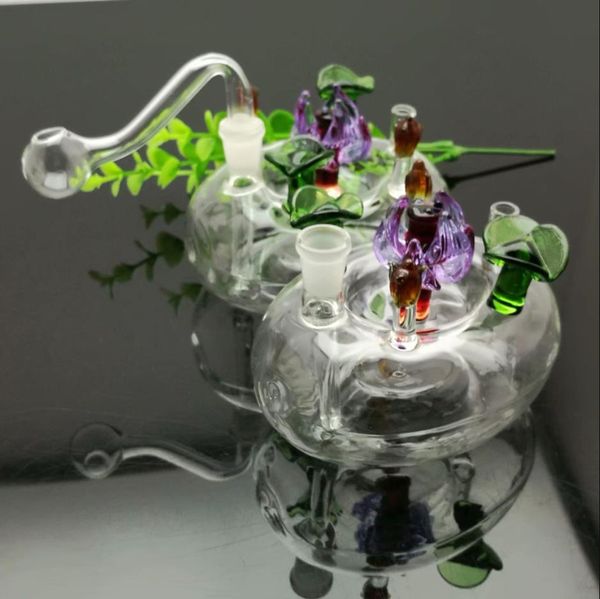 Pipes en verre Fumer le narguilé soufflé Fabrication Bongs soufflés à la bouche Art classique du verre de parterre de fleurs