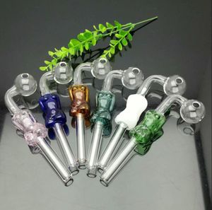 Tubos de vidrio Fabricación para fumar Cachimba soplada a mano Venta caliente Belleza de color medio Bote curvo de vidrio largo