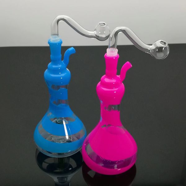 Pipes en verre, fabrication de narguilé soufflé à la main, vase à rayures colorées, narguilé en verre