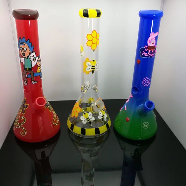 Tubos de vidrio Fabricación para fumar Cachimba soplada a mano Impresión en color Engrosamiento y aumento de bongs de vidrio Botella de agua de vidrio