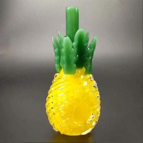 Tuyaux à main en verre de style ananas en gros Accessoires pour fumeurs Tuyaux de plate-forme pétrolière Brûleur à tabac soufflé