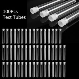 Glazen plastic vellen 100 stks heldere testbuis met dop 12x100 mm ugebruiken bodem lange transparant labbenodigdheden 230130