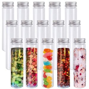 Glas Plastic Vellen 15Pcs 110Ml Reageerbuis Clear Platte Buizen Met Schroefdoppen Voor Snoep Bonen Party decor 230531