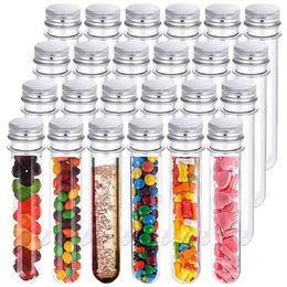 Feuilles de plastique en verre 24 pièces Tubes à essai de 40 ml Récipients de stockage de bonbons clairs et transparents avec bouchons à vis 230703