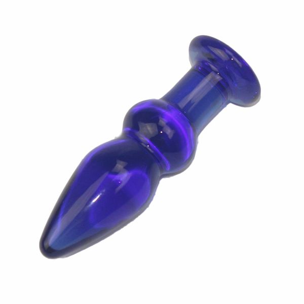 Bouche en verre Bulle anale Toys sexy pour femme lesbienne G Spot Swirt Blue Crystal Hook Dildo Stimulateur de la prostate anus Buttplug