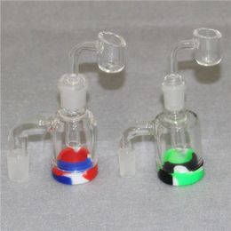 Glass Reclaim Catcher 3.5 pulgadas Smoking Ash Catchers con 14 mm 18 mm 7 ml Contenedor de silicona Reclaimer Grueso Pyrex Ashcatcher para agua Bong