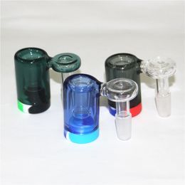 Adaptateur de receveur de récupération en verre narguilé 14mm 18mm mâle femelle accessoires de fumer avec récipient en silicone adaptateurs de collecteurs de cendres pour eau Bong Dab Rig