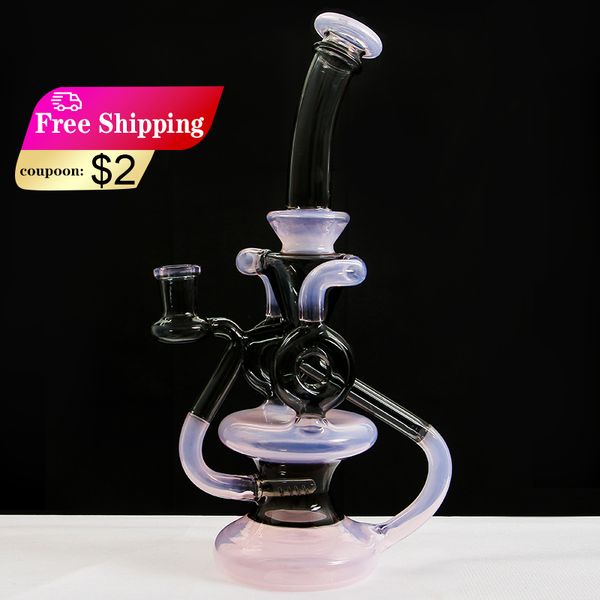 Verre RecyclerDab Rig tornado eau Bong fait à la main narguilé tuyau de fumée matériau borosilicate Shisha avec bol commun de 14mm