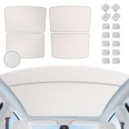 Cubierta de techo de vidrio para Tesla, tela de bloqueo de seda de hielo nano, parasol de techo para modelo Y, accesorios interiores modelo Y 2021-2023 (modelo Y blanco)