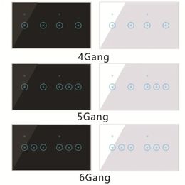 Écran tactile en verre, commande vocale, WiFi, interrupteur mural intelligent à distance, à utiliser avec l'application Tuya EWeLink, 4-5-6 gangs