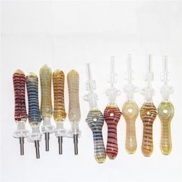 Pipes à main en silicone en verre pour fumer Mini conduites d'eau avec clou en titane GR2 Concentré de 10 mm Dab Straw Silicone Oil Rigs