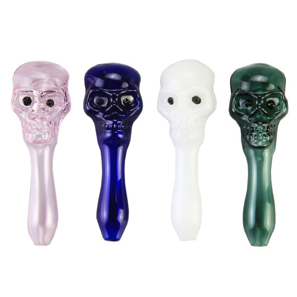 Kit de pipas para fumar de calavera de cristal con herramientas de Dabber para pipa de hierba y tabaco de mano deslizante