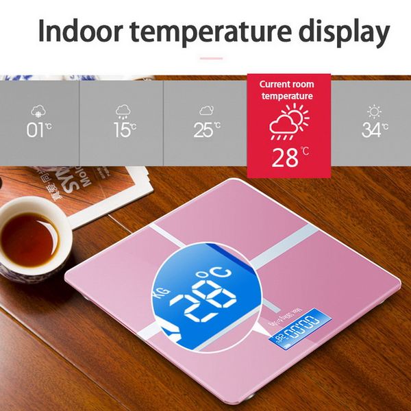 Freehipping Glass Smart Electronic Scales Floor Corpory Scale Salle LCD Body Body Body Monitor Home Digital Weight Measo Tools