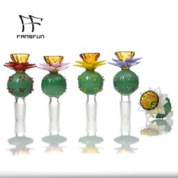 Verre Fumer Accessoires Bol Fleur 14mm Mâle Joint 25mm Dia 82mm Longueur pour Quartz Banger couleur mélangée bong