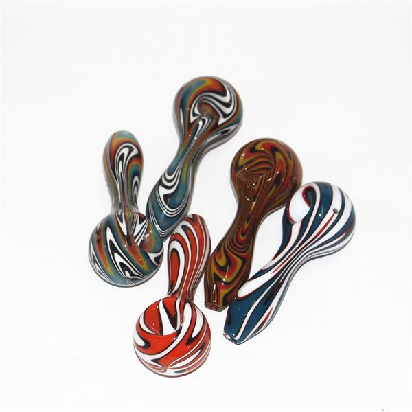 Verre Fumer Main Pipes Belle Eau Bong Tabac Accessoires Dab Rig Art Brûleur À Huile Cuillère Pipe Cadeau