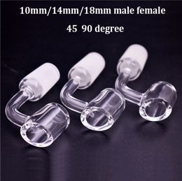 Accessoires de tuyaux de fumer en verre 4 mm d'épaisseur clou de quartz club 10 mm 14 mm 18 mm femelle mâle 90 45 degrés 100% ongles banger quartz réels