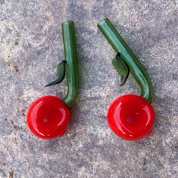 Pipe à fumer en verre Tabocco cuillère à main tuyaux cerise rouge 4 ''bol à herbes créatif fait à la main