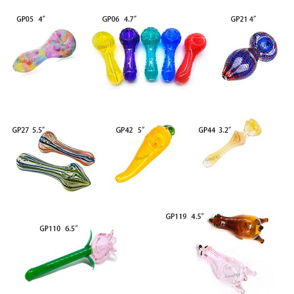 Pipa de vidrio para fumar Tabaco Pipas de mano Pyrex Cucharas de colores Bong Conexión Accesorios para fumar Raya Chili Faro Rosa Rosa Oso Pipa de vidrio