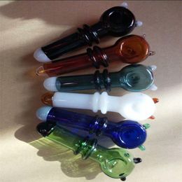 Pipe à fumer en verre Bongs de narguilé à eau Pipe en verre de dessin animé à trois roues colorées