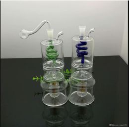 Pipa de fumar de vidrio Cachimba de agua Botella de agua de vidrio de filtro silencioso de alambre de partición de 2 capas clásica